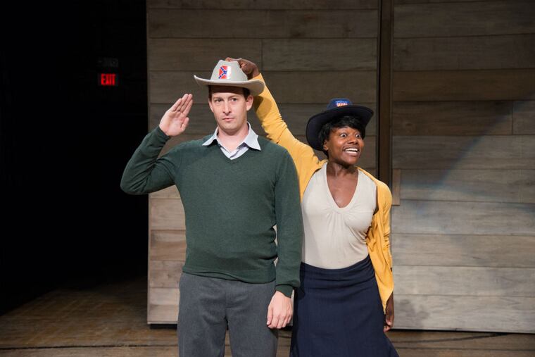 Scott Sheppard and Jennifer Kidwell in “The Underground Railroad Game” when it debuted at Philly Fringe in August 2015.