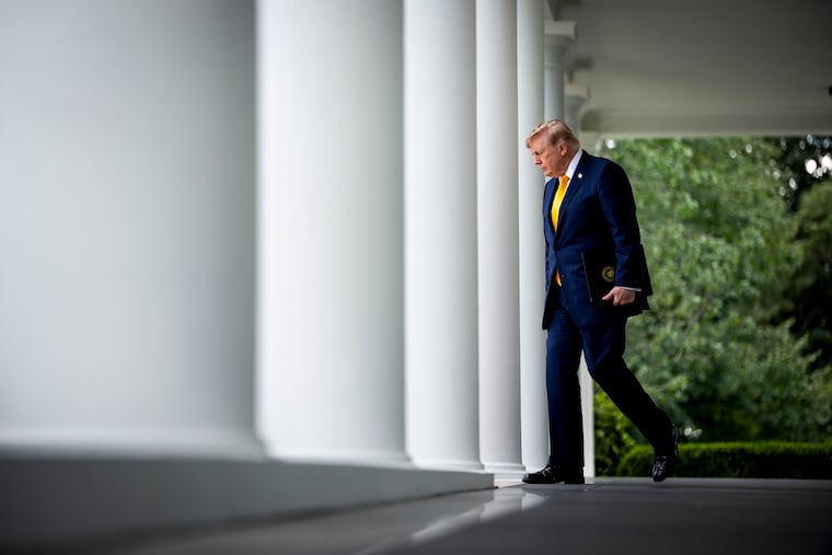 President Donald Trump arrives at a back-to-school-themed event in the Rose Garden of the White House in Washington, on Monday, Aug. 24, 2026. In announcing Operation Economic Outcast, the Trump administration said on Monday that it would involve choking off every last transaction that funnels money to Tehran.