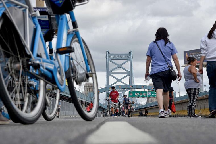 The Ben Franklin Bridge was closed to motor vehicles. Many pedestrians and cyclists said it felt like "one big block party."