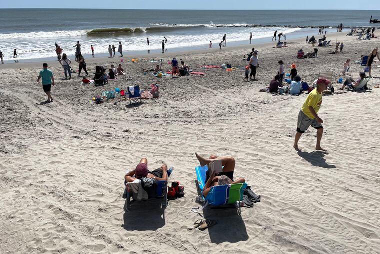 The beach in Ocean City last month. Guards won't be on duty until next weekend, but on Saturday they were called on for a water rescue.