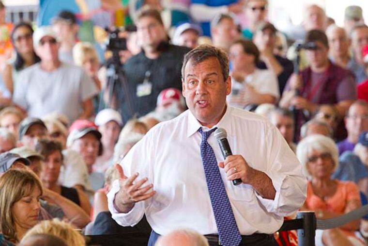 Gov. Christie during a town hall meeting in Ocean City on August 14, 2014. ( DAVID M WARREN / Staff Photographer )