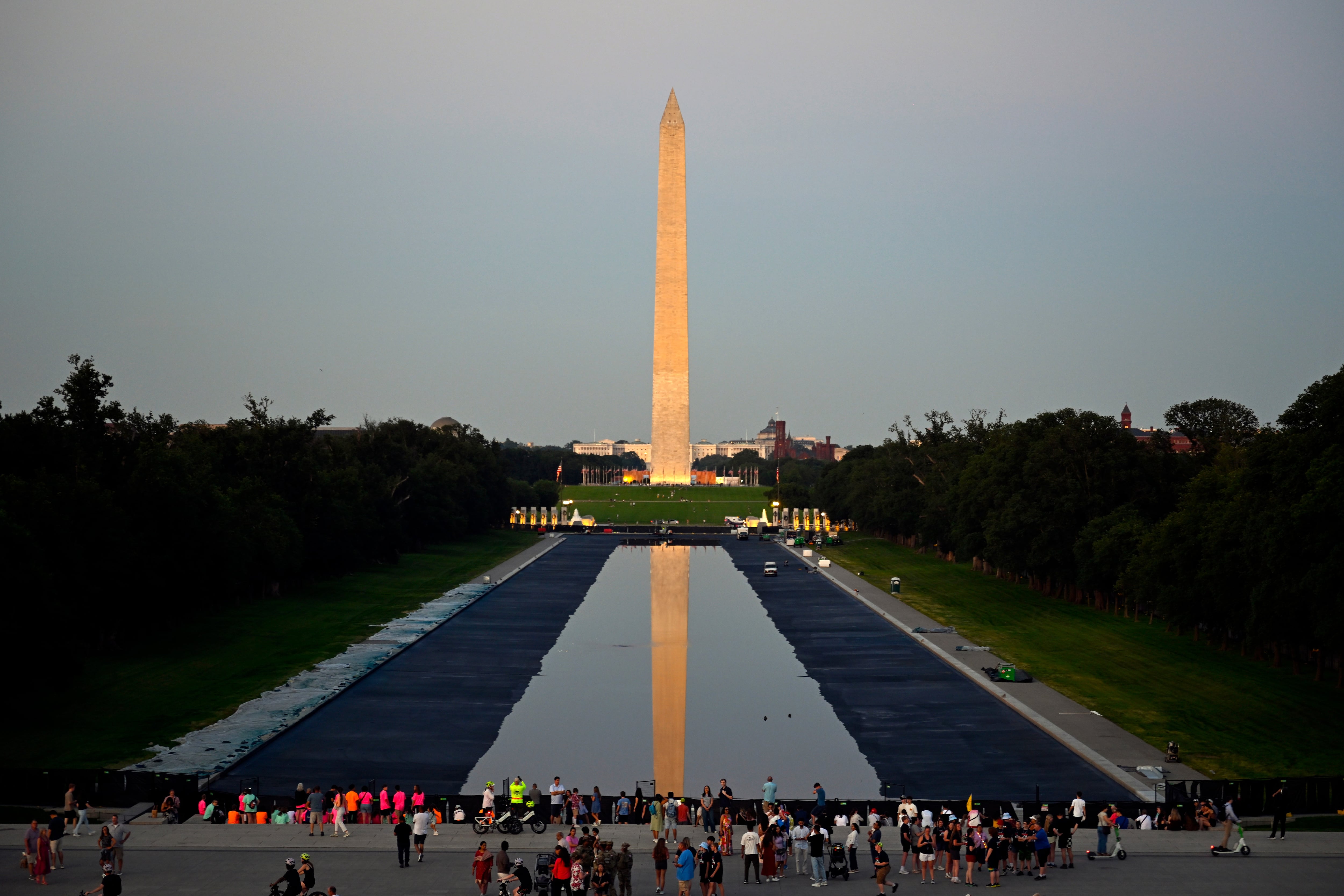 Refilling starts for newly painted Reflecting Pool in Washington, in photos