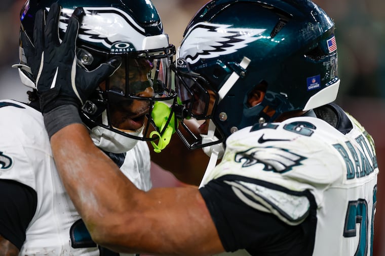 Eagles running backs Tank Bigsby and running back Saquon Barkley both contributed to the NFC East-winning victory at Washington.