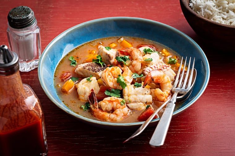 Caribbean-style seafood stew.