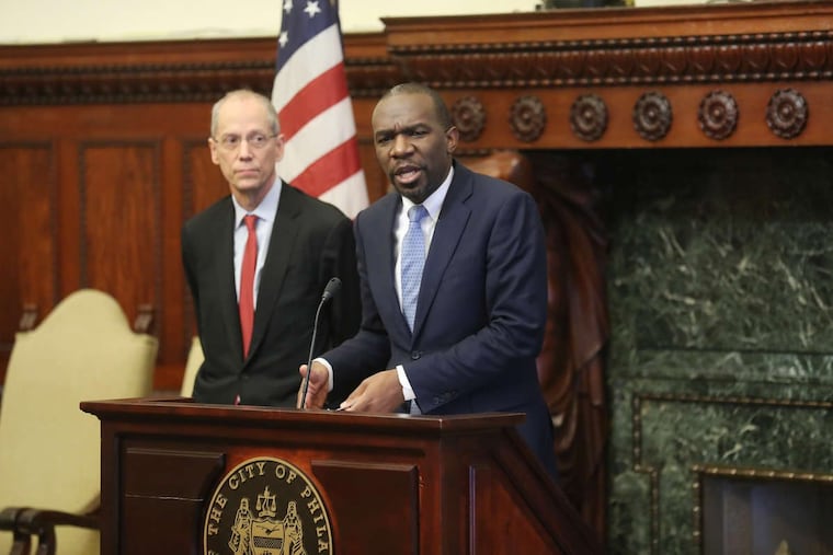 Solicitor Sozi Pedro Tulante announces with Dr. Thomas Farley, Health Commissioner that Philadelphia has filed a lawsuit against prescription opioid manufacturers Wednesday January 17, 2018