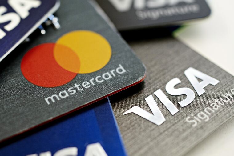 Visa and Mastercard credit cards.