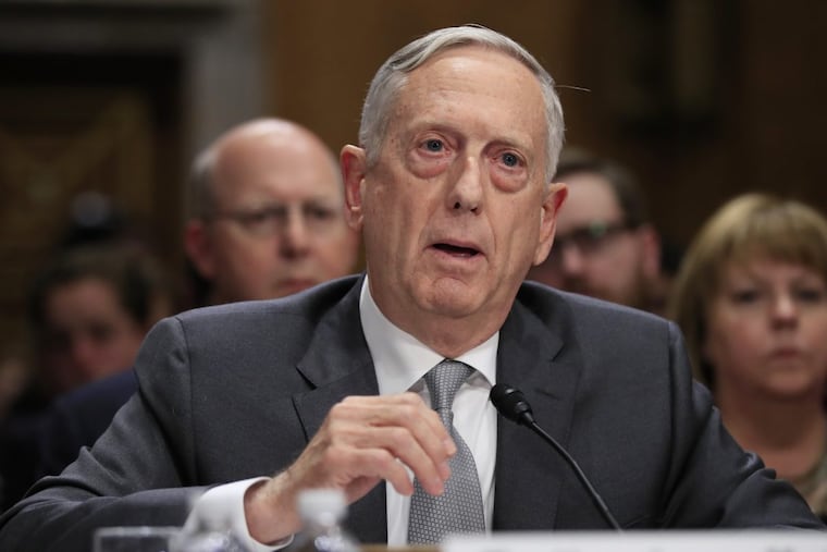 Secretary of Defense Jim Mattis testifies during a recent Senate Foreign Relations Committee hearing.