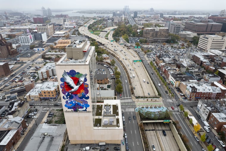 File photo of aerial view looking east along Vine Street and Interstate 676.