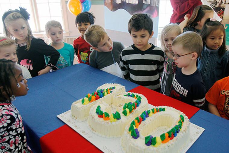 Moorestown Friends School's kindergarten has a party to celebrate its 130th birthday. ( AKIRA SUWA / Staff Photographer )