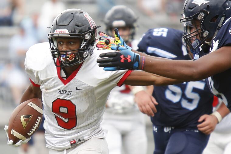 Tyreek Chappell (9) and Archbishop Ryan are set to face Archbishop Wood on Saturday afternoon.