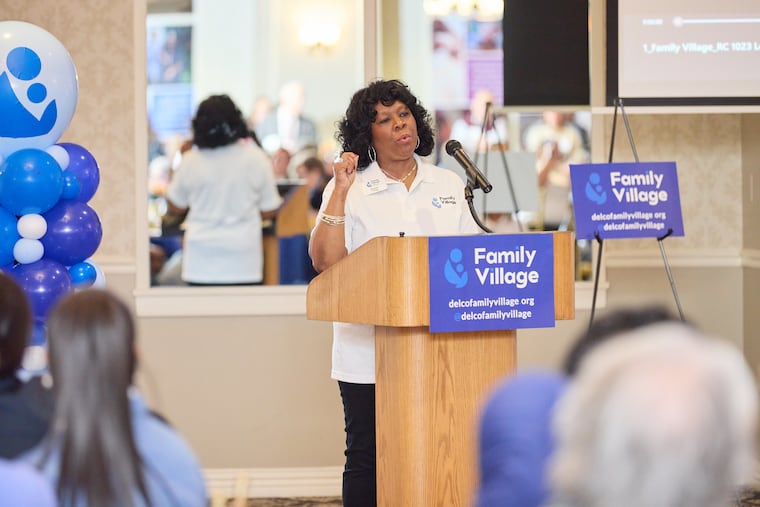 Joanne Craig, chief impact officer for The Foundation for Delaware County, speaks at an opening event for the nonprofit's Family Village in Delaware County in November.