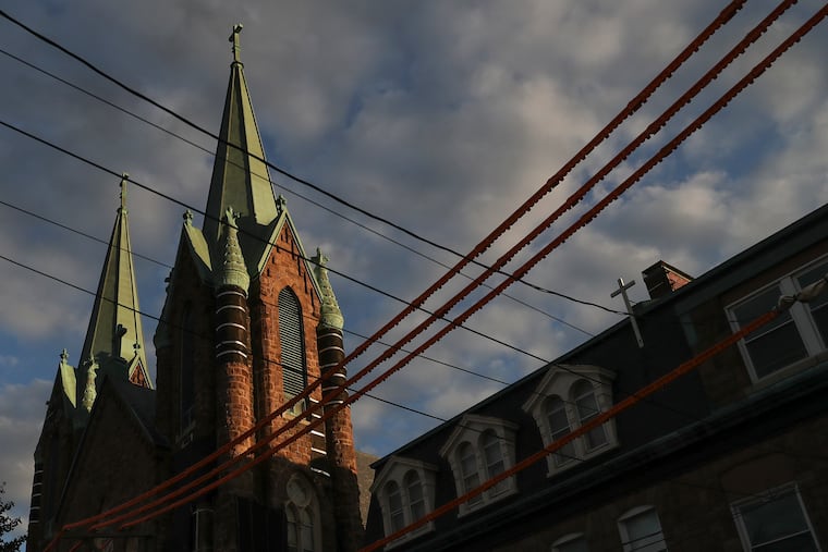 The St. Laurentius Church in the Fishtown neighborhood of Philadelphia on Sept. 30, 2021. The unstable structure is set to be demolished.