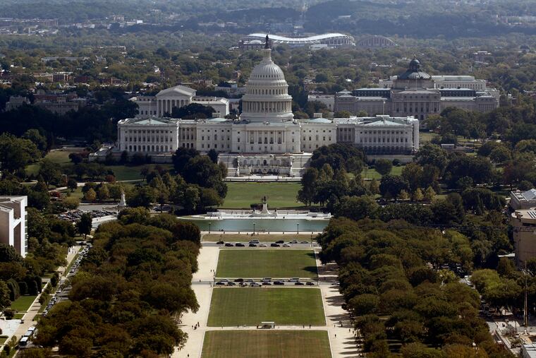 The view of the U.S. Capitol building from the Washington Monument.