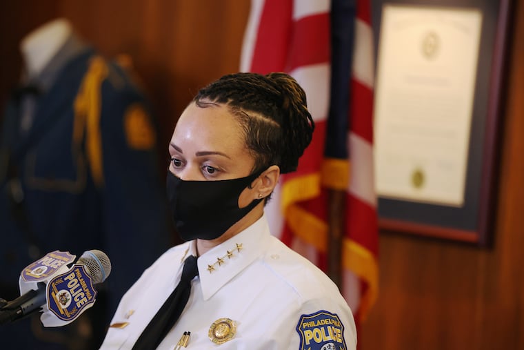 Philadelphia Police Commissioner Danielle Outlaw speaks during a news conference Thursday about a critical report by the City Controller's Office on the department's use of force against George Floyd protesters.