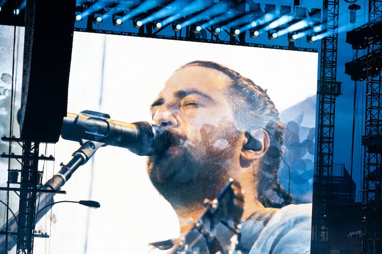 Noah Kahan performs at Citizens Bank Park in South Philadelphia on Friday, June 26, 2026, during his "The Great Divide Tour." The Philadelphia concert was part of the North American leg of Kahan's summer tour.
