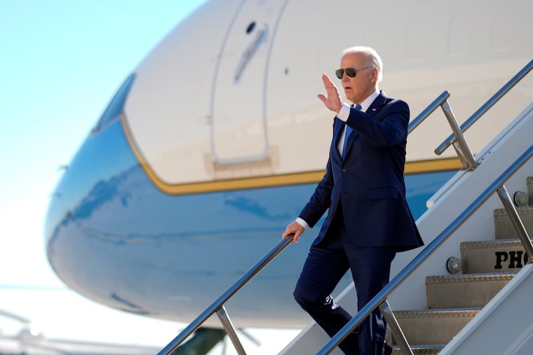 President Joe Biden arrives at John F. Kennedy International Airport in New York on Wednesday, Feb. 7, 2024.