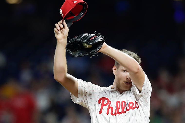 Nick Pivetta wipes his head after giving up two runs in the fifth inning against the Padres on Aug. 17.