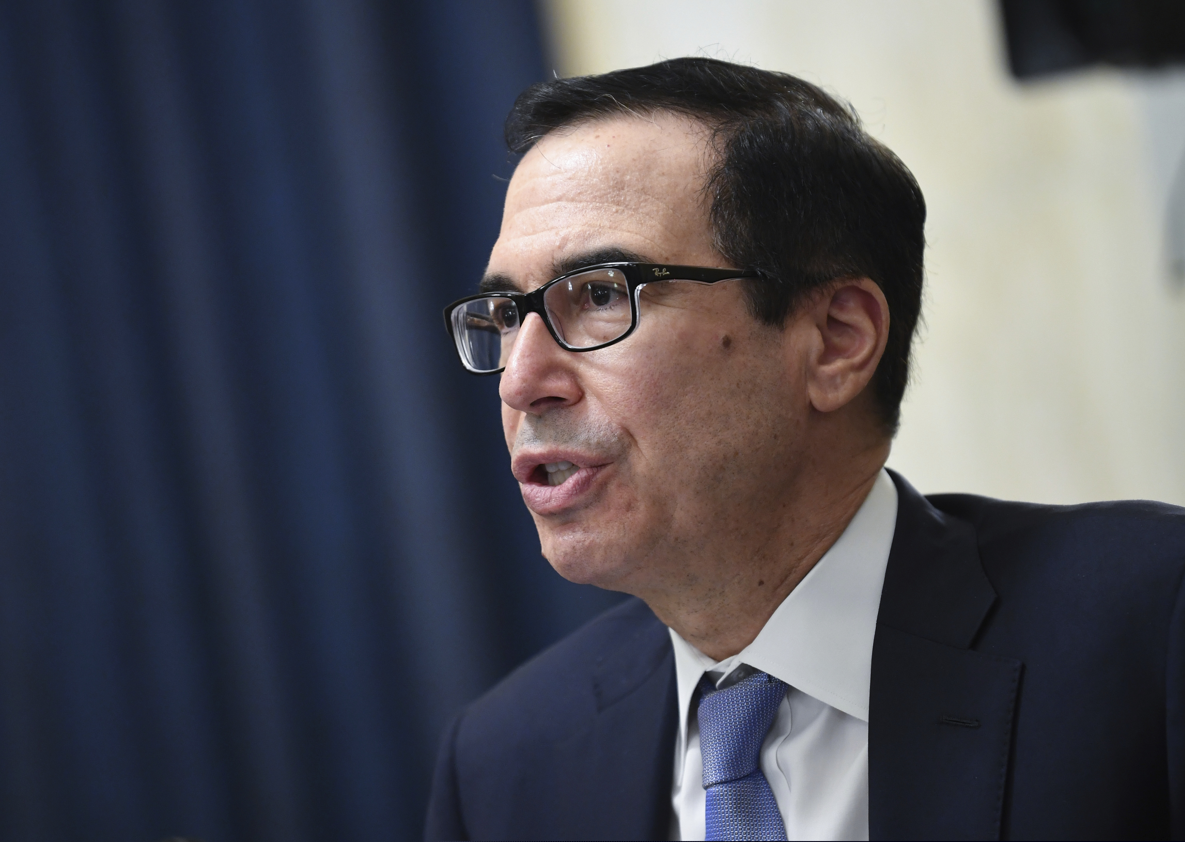 Treasury Secretary Steven Mnuchin speaks during a Senate Small Business and Entrepreneurship hearing Wednesday, June 10, 2020 on Capitol Hill in Washington. (Kevin Dietsch/Pool via AP)