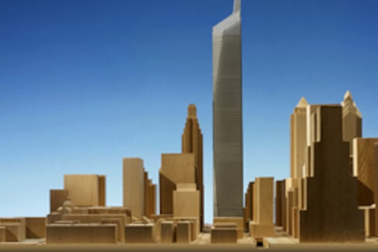 An artist's rendering for the American Commerce Center. One Liberty Place held the title of Philadelphia's tallest building for 20 years, until it was overtaken last year by the new Comcast Center.