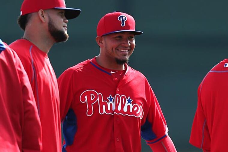 Freddy Galvis practices at Bright House Field. (David Swanson/Staff Photographer)