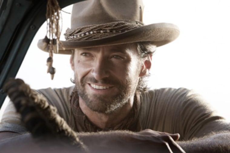 Hugh Jackman portrays the rough-hewn The Drover in the epic "Australia," which co-stars fellow Aussie Nicole Kidman and opens Wednesday. (AP Photo/James Fisher,20th Century Fox)