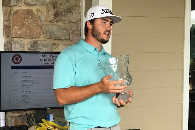 Isaiah Logue with the trophy after winning the 2019 Pennsylvania Open championship.