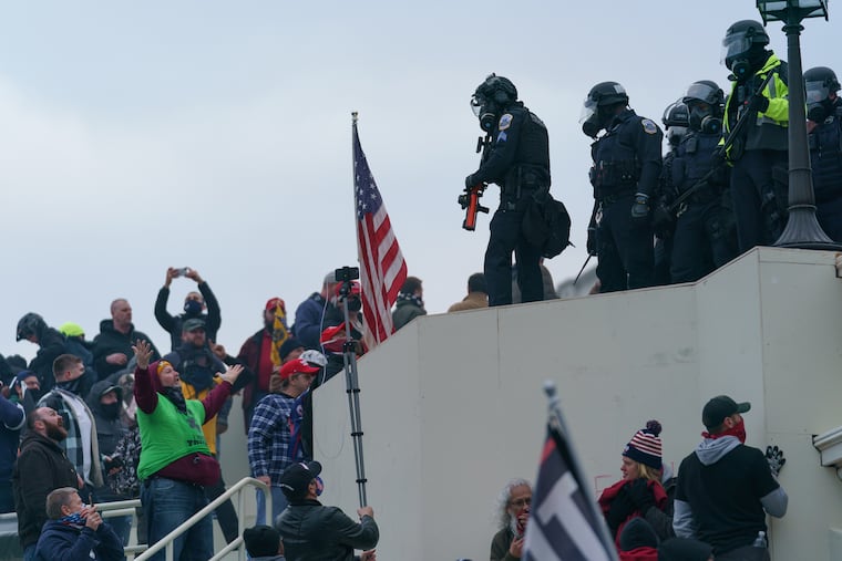 Pro-Trump supporters and police interact at the U.S. Capitol Jan. 06, 2021 in Washington, D.C.