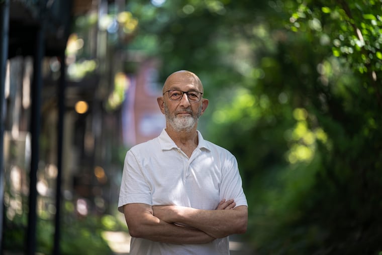Paul Meshejian pose for a photo on Tuesday, July 29, 2025., near his home in Chestnut Hill. Meshejian, signed up for a human composting death care option for himself for when he dies.