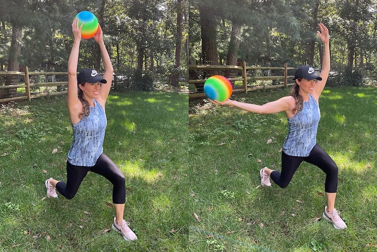 Ashley demonstrates a lunge variation.