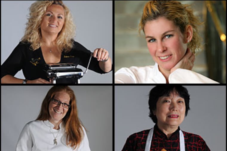 Some of Philadelphia's female chefs, clockwise from top left: Roberta Adamo, Penne Restaurant & Wine Bar; Jennifer Carroll, 10 Arts at the Ritz-Carlton and "Top Chef" contestant; Margaret Kuo, Margaret Kuo's Wayne; Alison Barshak, Alison Two. (Photos of Adamo, Kuo and Barshak by Sarah Glover / Staff Photographer)