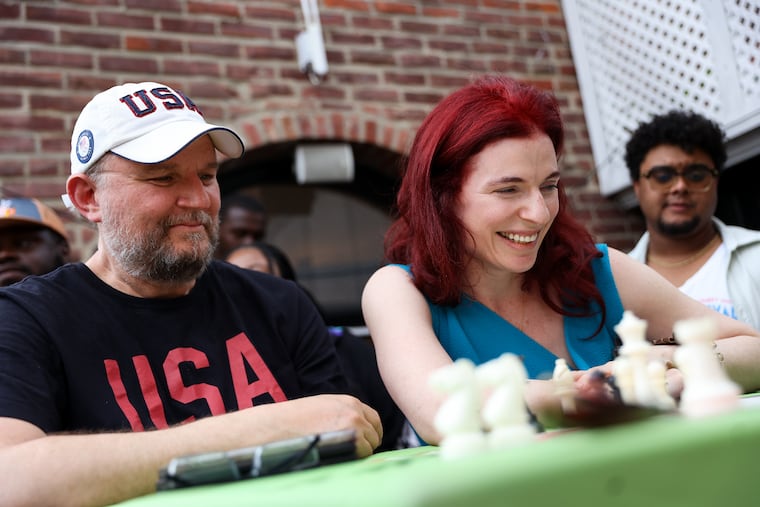 Former Sixers president Daryl Morey and Philly-born Woman Grandmaster Jennifer Shahade participated in a a hand and brain match.