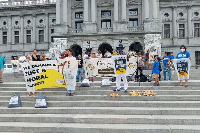 Members of the Poor People's Campaign in Pennsylvania gathered on the steps of the Capitol to call for a "just and moral budget."