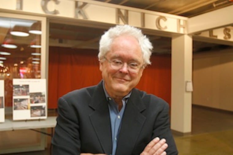 Inquirer alumnus Rick Nichols in front of the new Rick Nichols Room before the dedication. (AKIRA SUWA / Staff Photographer)