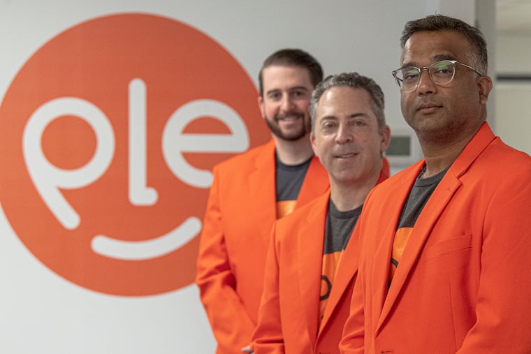 Jake Gallagher, left, Ed Barrett, center and Shiva Srinivasan, pose for a photo on Monday, May 9, 2022., at Zuppler in Conshohocken, Pa.The software firm says it's built a cheaper, more local way to help independent restaurants fill orders online for delivery.