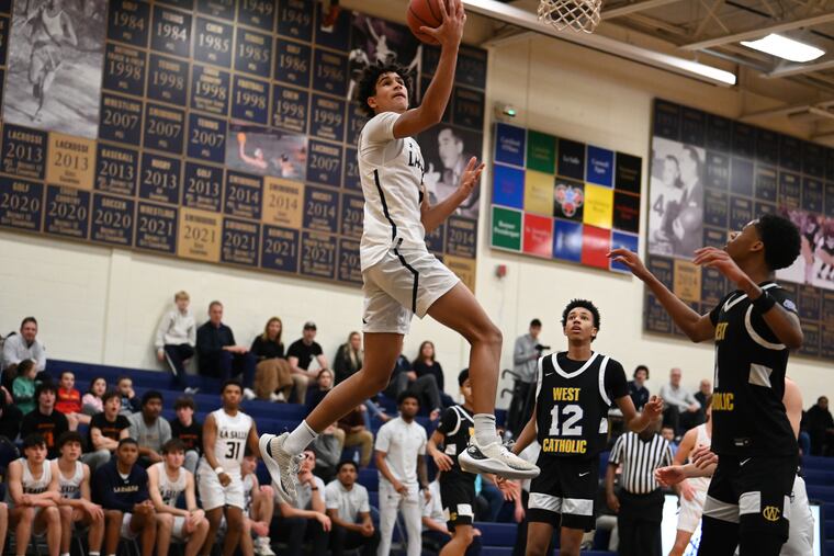 La Salle College HS sophomore Joey O'Brien goes up for a shot against West Catholic during a PCL game on Feb. 5.
