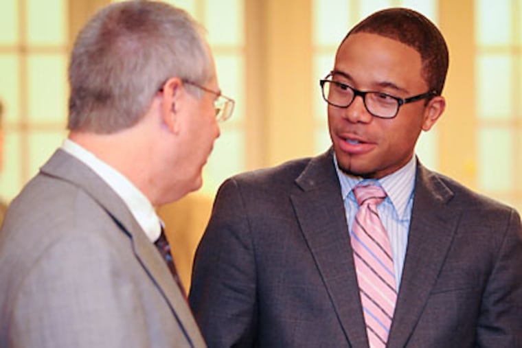Adam Taliaferro was a featured speaker at the Philadelphia Sports Writers Association dinner. (Ron Tarver/Staff Photographer)