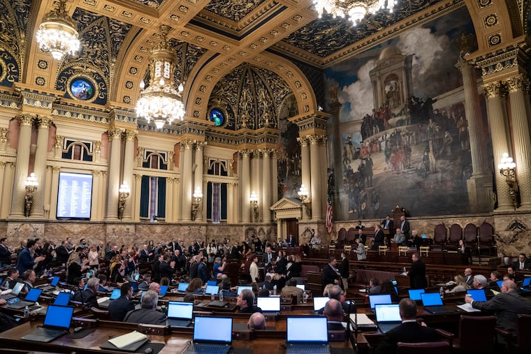 The Pennsylvania House of Representatives in session at the Pennsylvania Capitol in February. Democrats maintained their majority in the House in special elections Tuesday.