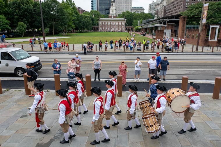 The Central York Middle School Colonial Fife & Drum Corps march through Independence Mall in the second annual Red, White, & Blue To-Do parade Wednesday, Jul, 2, 2025.