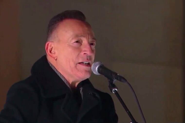 In this image from video, Bruce Springsteen performs during the Celebrating America event on Wednesday, Jan. 20, 2021, following the inauguration of Joe Biden as the 46th president of the United States.