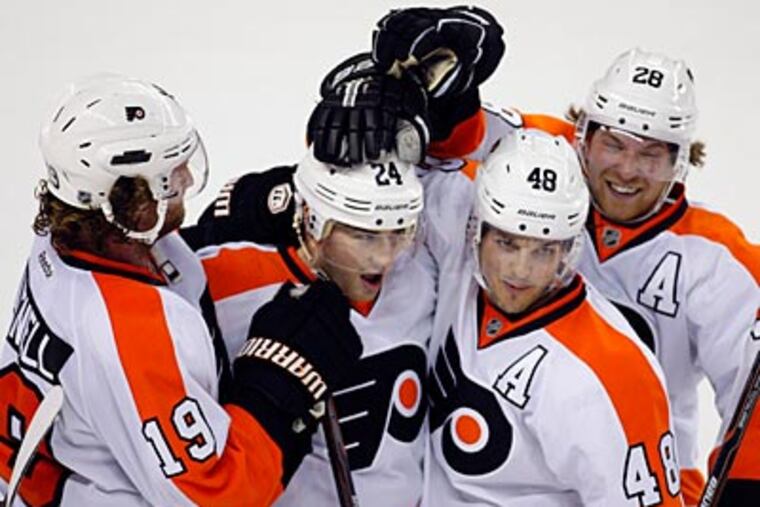 Matt Read scored the game-winning goal in a shootout against the Flames. (Jeff McIntosh/AP/The Canadian Press)