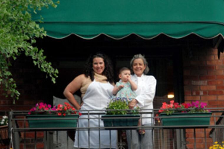 The proof is in the palate: The pastas at Tre Scalini are made elsewhere these days but "they are excellent," says Craig LaBan. "... I really feel the quality has not suffered." Above, three generations on the balcony at the Passayunk Avenue restaurant (from left): daughter-manager Francesca DiRenzo, her daughter Gisella, and chef-owner Franca Di Renzo.