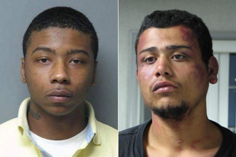 Christopher Reeves, left, surrendered on Sept. 4, 2009, for questioning in connection with the fatal shooting of a Georgetown, Del., patrolman two days earlier. Derrick Powell, 22, of Cumberland, Md., taken into custody after the shooting, faces a first-degree murder charge.