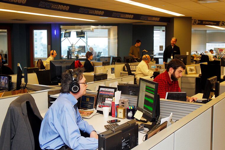 The KYW Radio newsroom, circa 2014. Entercom and the union representing about 70 KYW employees reached a deal on a new contract.