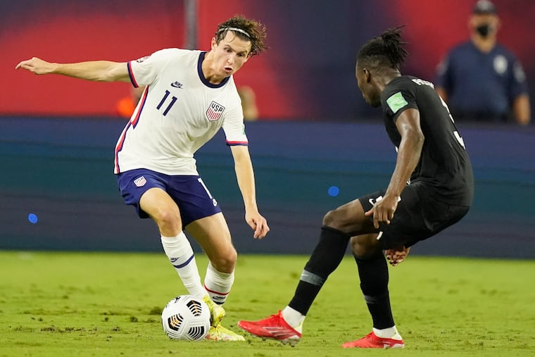 Medford's Brenden Aaronson (left) will be an important player for the U.S. men's soccer team in this month's World Cup qualifiers.