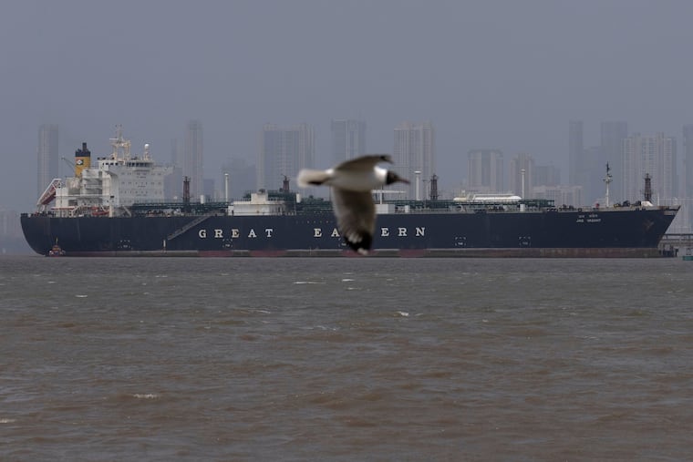 The Indian flagged LPG carrier Jag Vasant transporting liquefied petroleum gas, is seen at the Mumbai Port in Mumbai, India, after it arrived clearing the Strait of Hormuz on Wednesday.