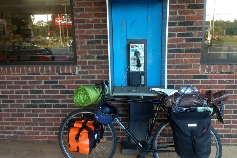 Mike Connor's bike sits outside a diner near Concord, North Carolina ahead of Hurricane Florence.