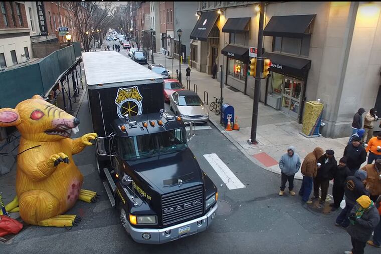 The video was taken by a drone that is owned by IBEW Local 98, the electrical union headed by John Dougherty.