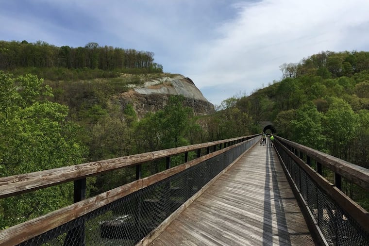 At mile 52, the Great Allegheny Passage goes over the Casselman River and through a tunnel under Pinkerton Neck.