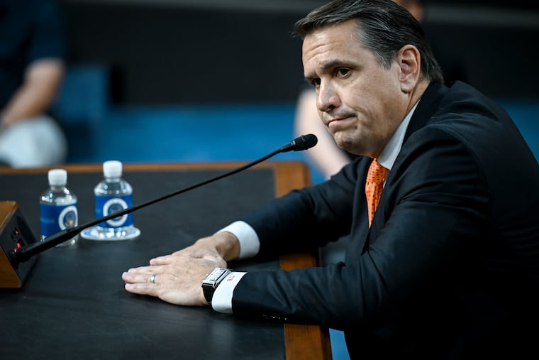 Acting Attorney General Todd Blanche listens to questions at his confirmation hearing before the Senate Judiciary Committee on July 15 at the U.S. Capitol.