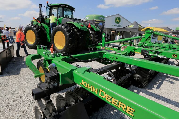 A John Deere tractor is on display at the Husker Harvest Days farm show in Grand Island, Neb. Deere & Co. reports earns on Thursday, Feb. 20, 2020.